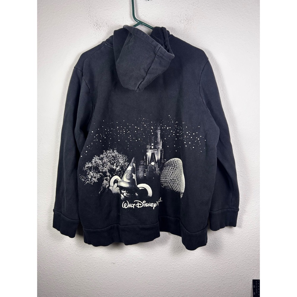 Disney Parks Walt Disney World Black Full Zip Hoodie Graphic Back Unisex 2XL